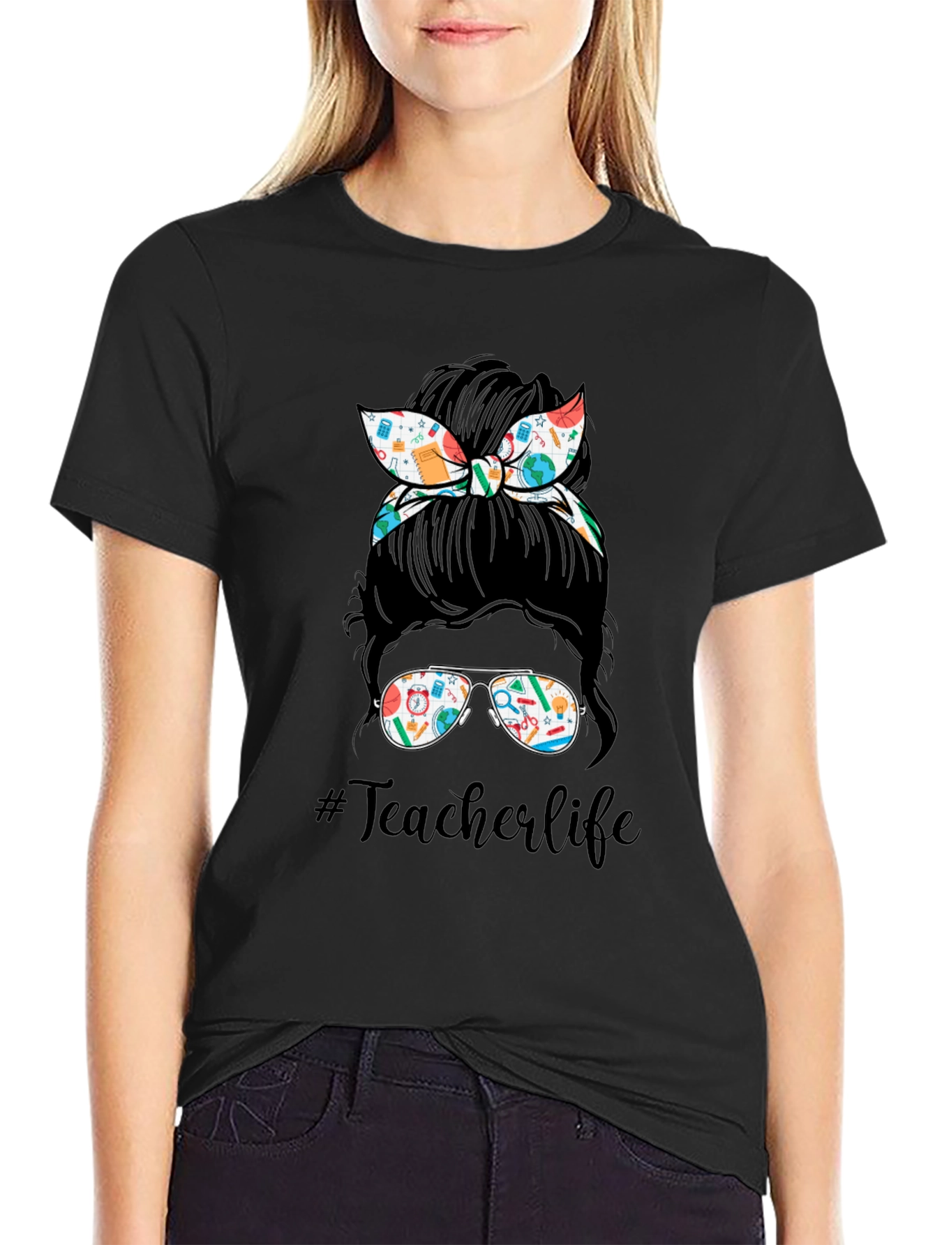 Teacher Life Messy Bun T-Shirt