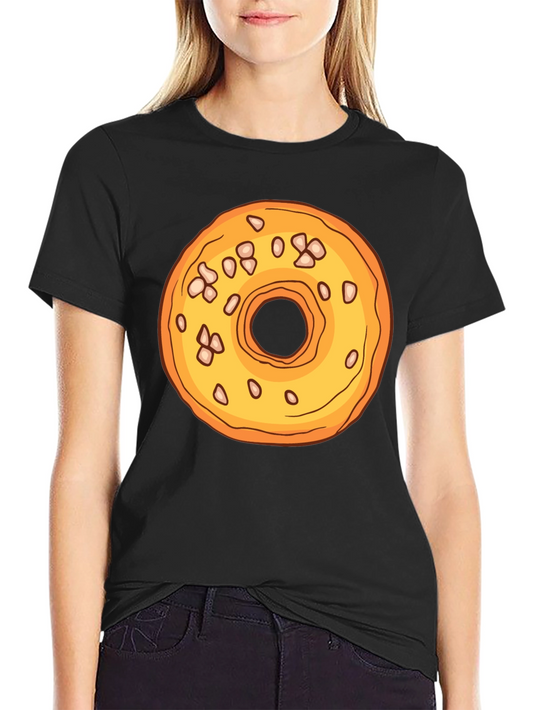 Donut Graphic T-Shirt - Black Cotton Casual Tee