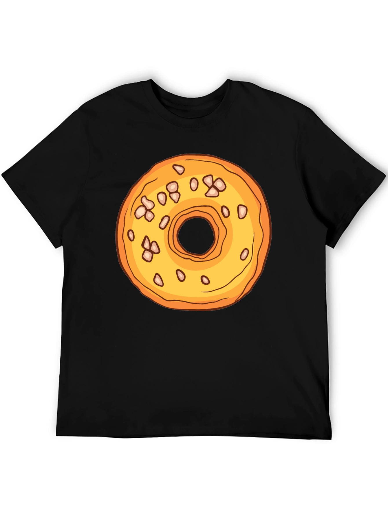 Donut Graphic T-Shirt - Black Cotton Casual Tee