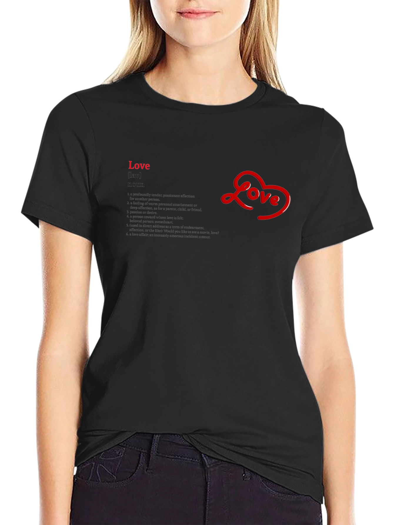 Love Definition Black T-Shirt - Stylish Casual Wear