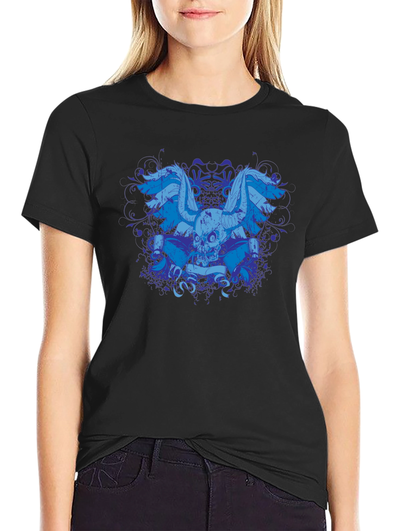 Skull Wings Graphic Black T-Shirt