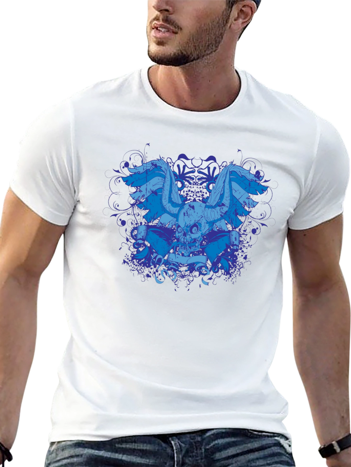 Skull Wings Graphic Black T-Shirt
