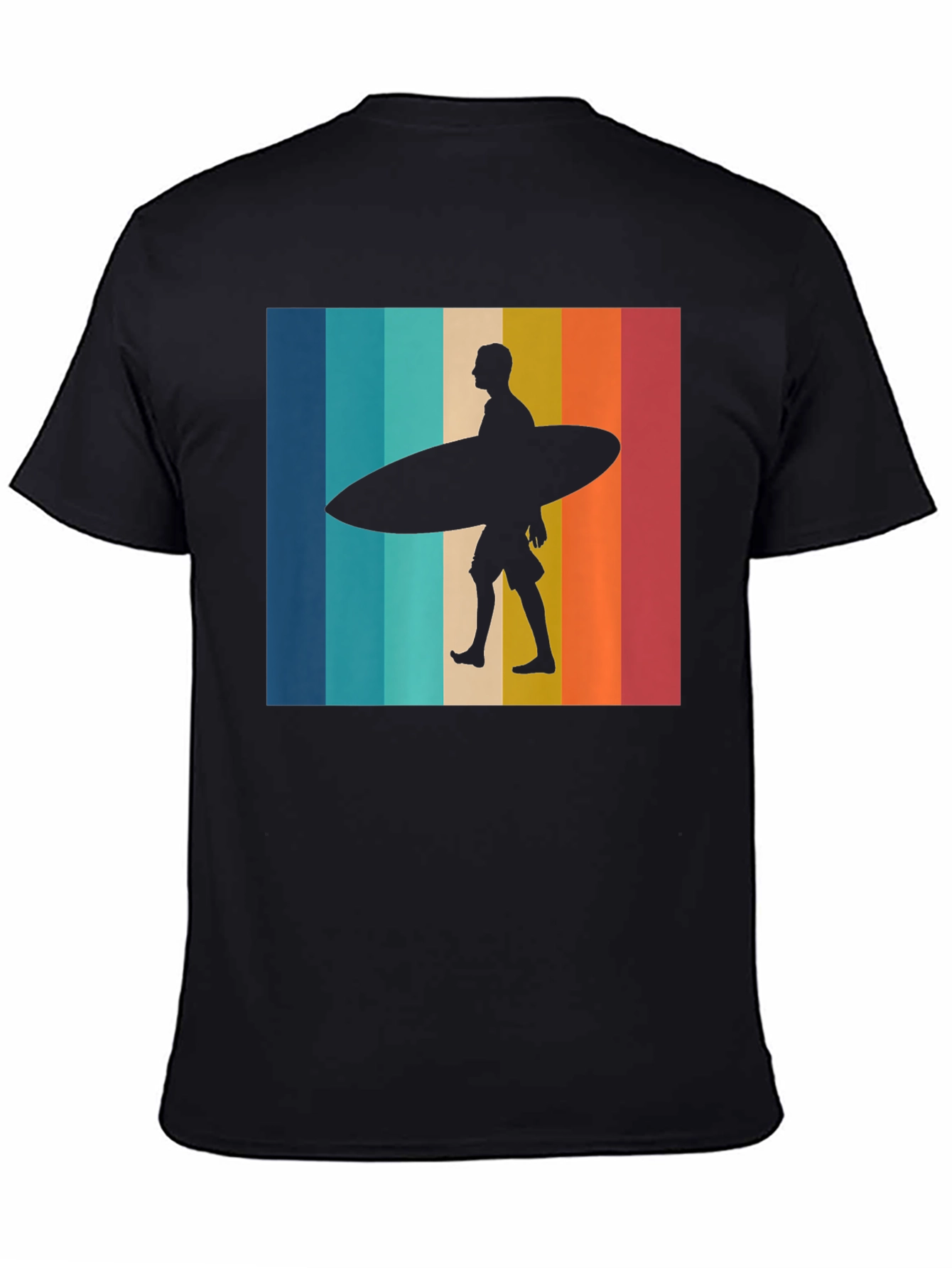 Retro Surfer Graphic Tee - Black Cotton T-Shirt