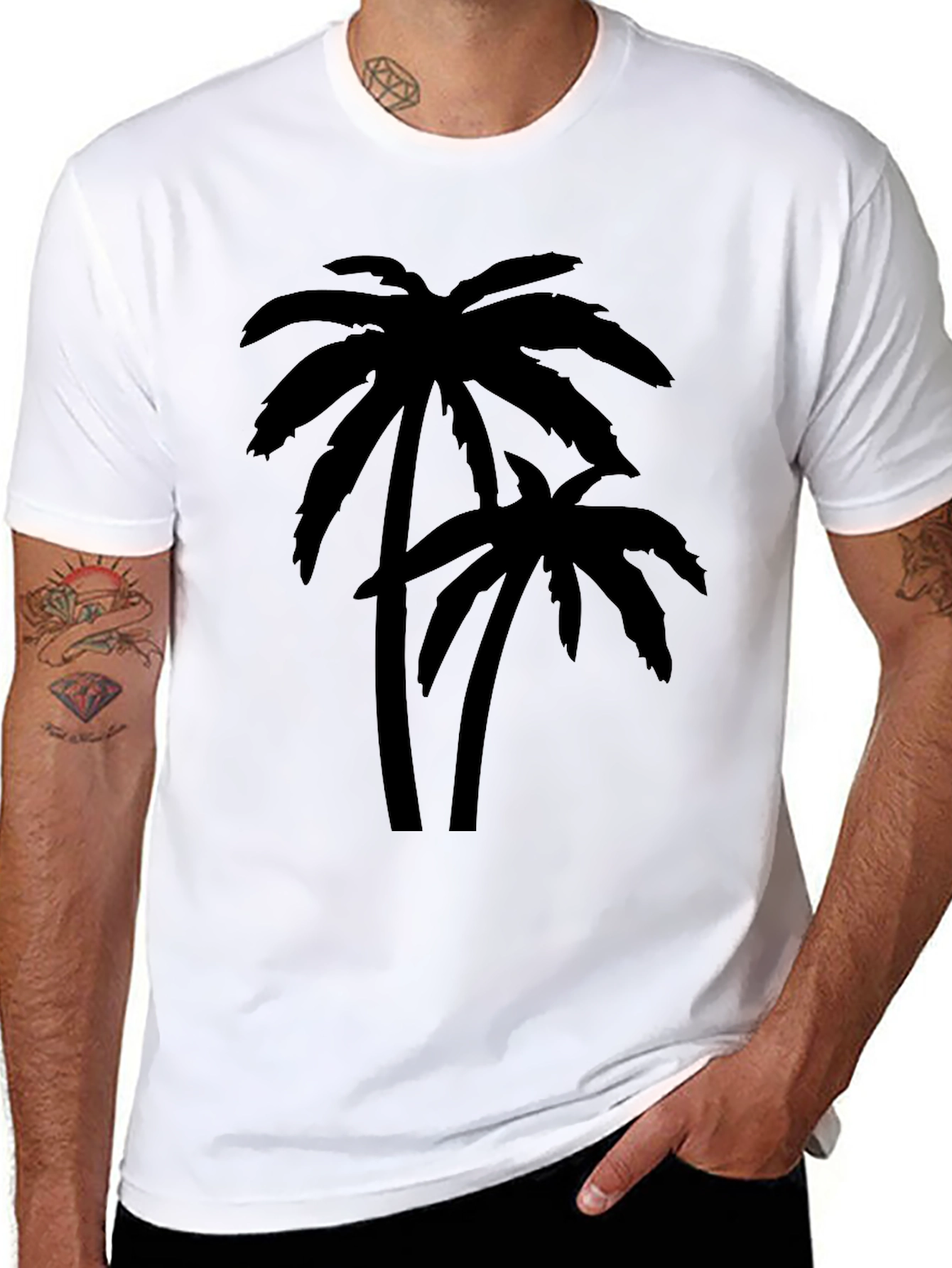 Tropical Palm Tree Graphic Black T-Shirt