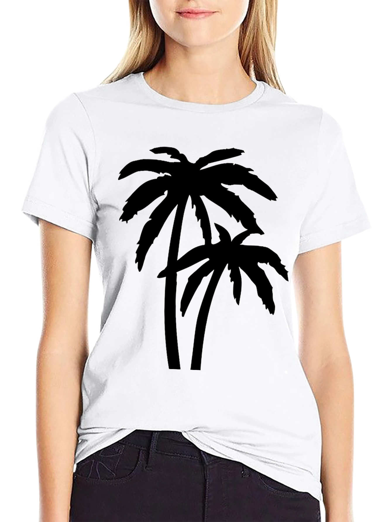 Tropical Palm Tree Graphic Black T-Shirt