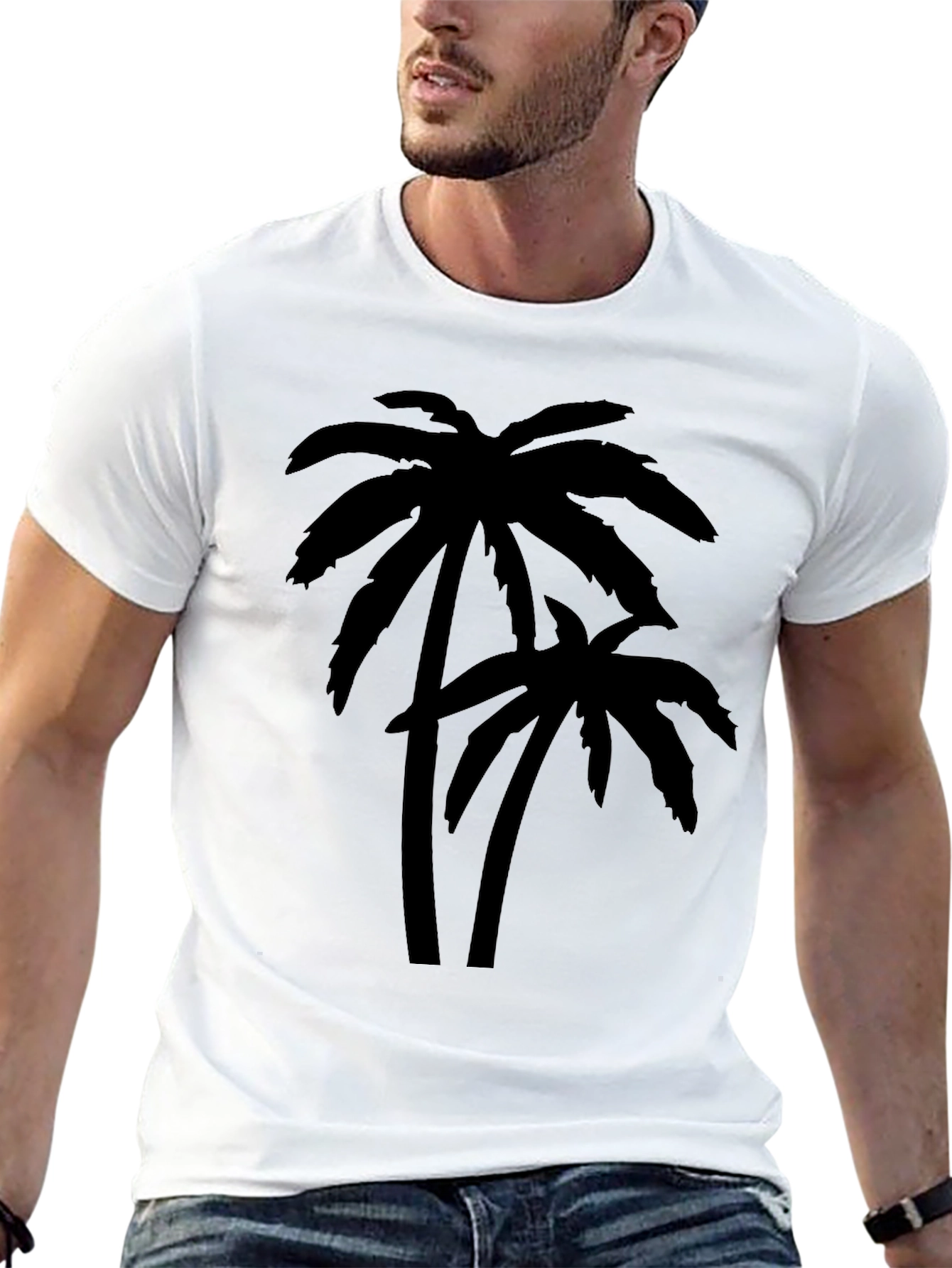 Tropical Palm Tree Graphic Black T-Shirt