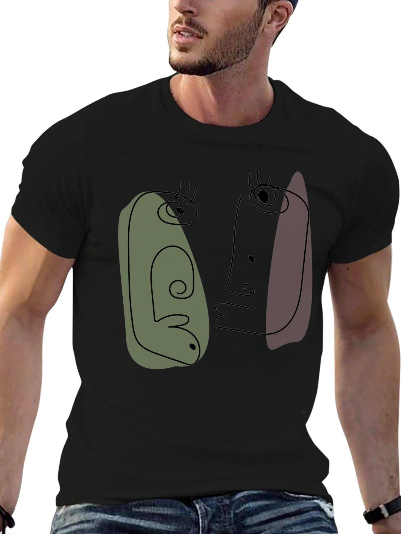 Abstract Faces Graphic Tee - Modern Art Shirt