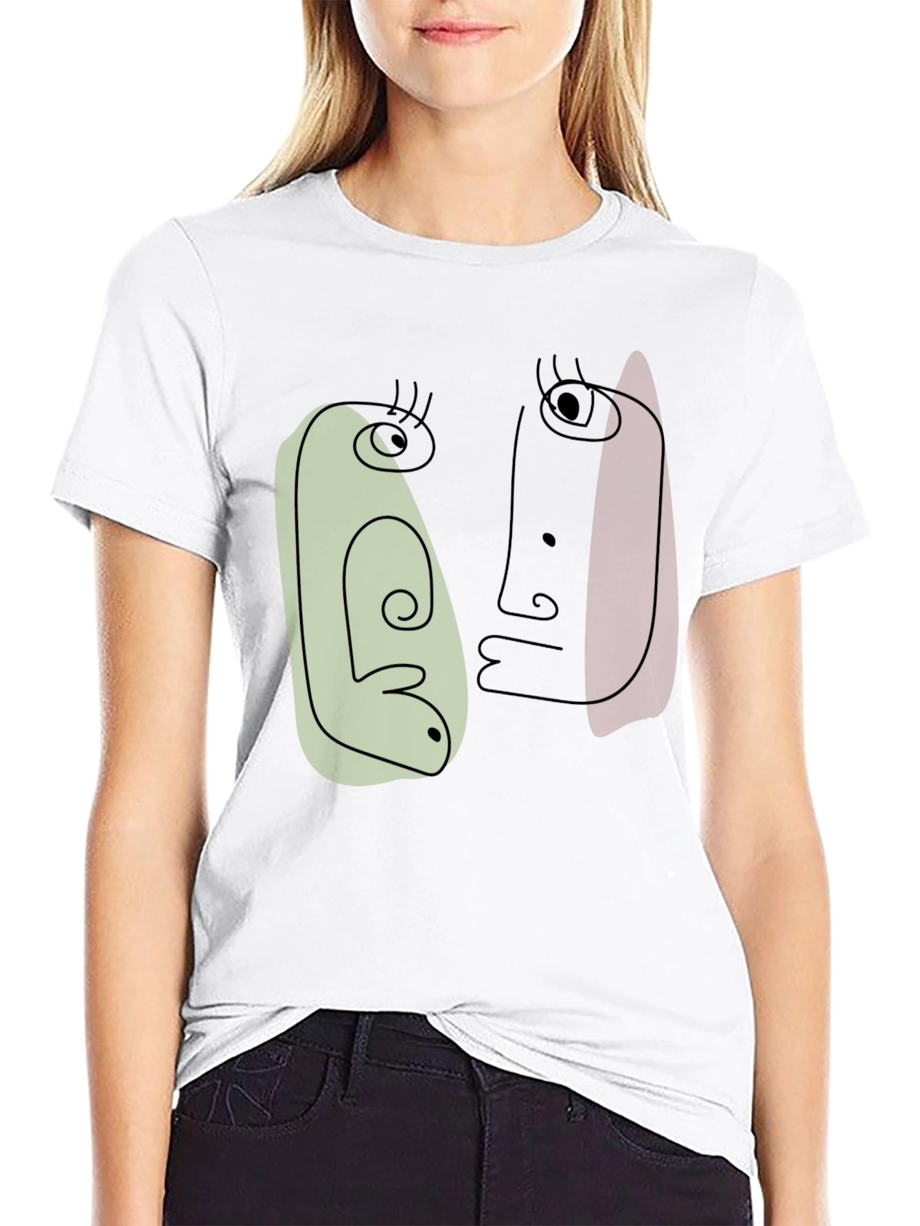 Abstract Faces Graphic Tee - Modern Art Shirt
