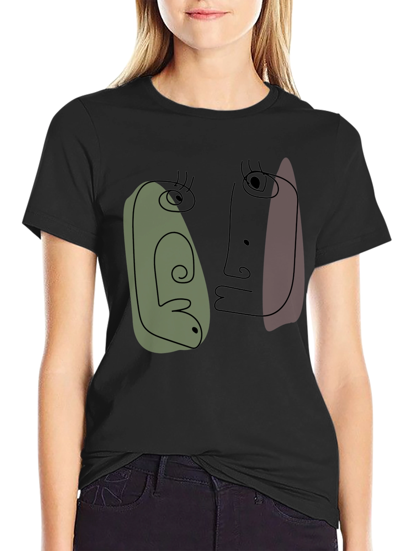 Abstract Faces Graphic Tee - Modern Art Shirt
