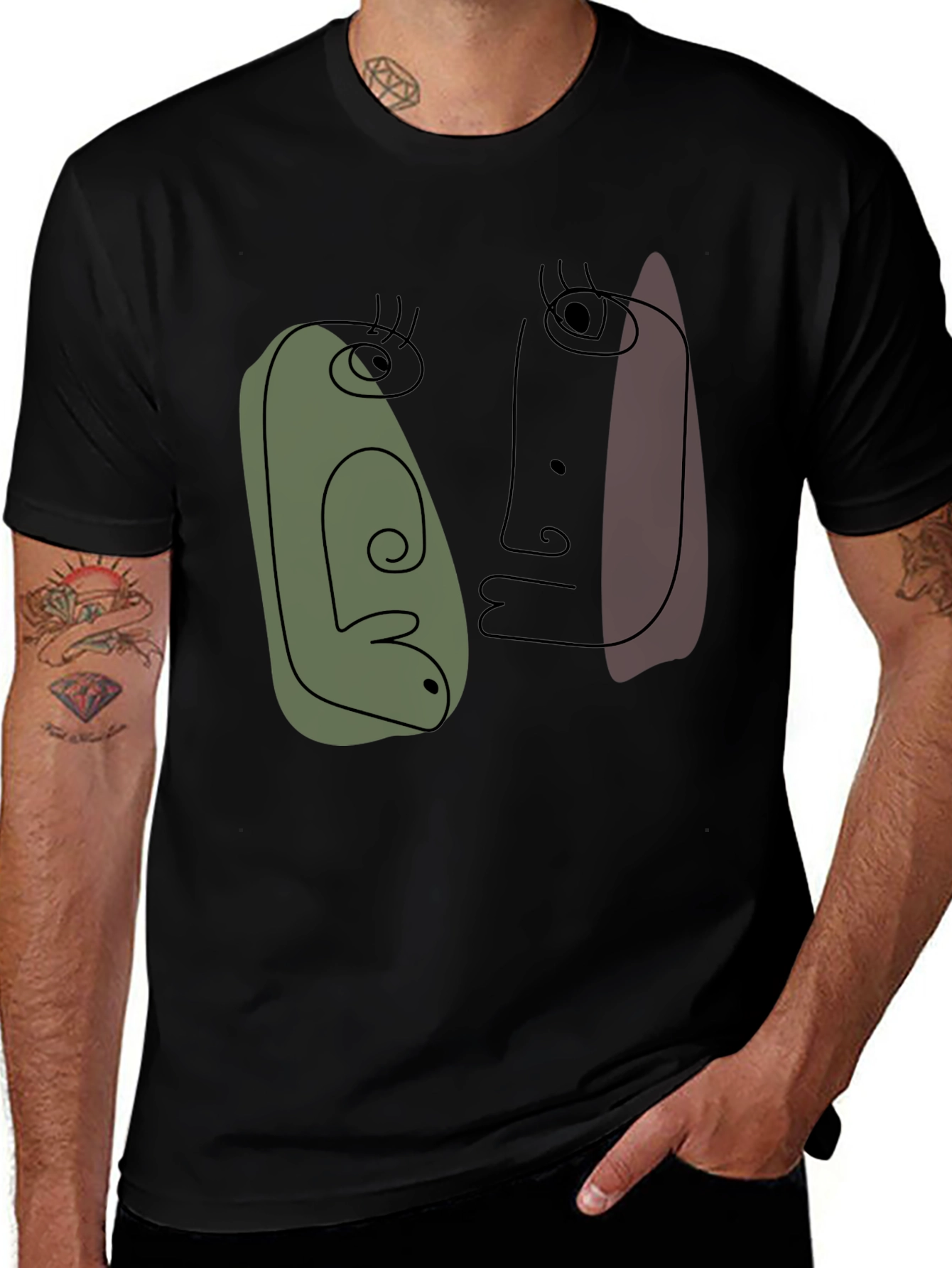 Abstract Faces Graphic Tee - Modern Art Shirt