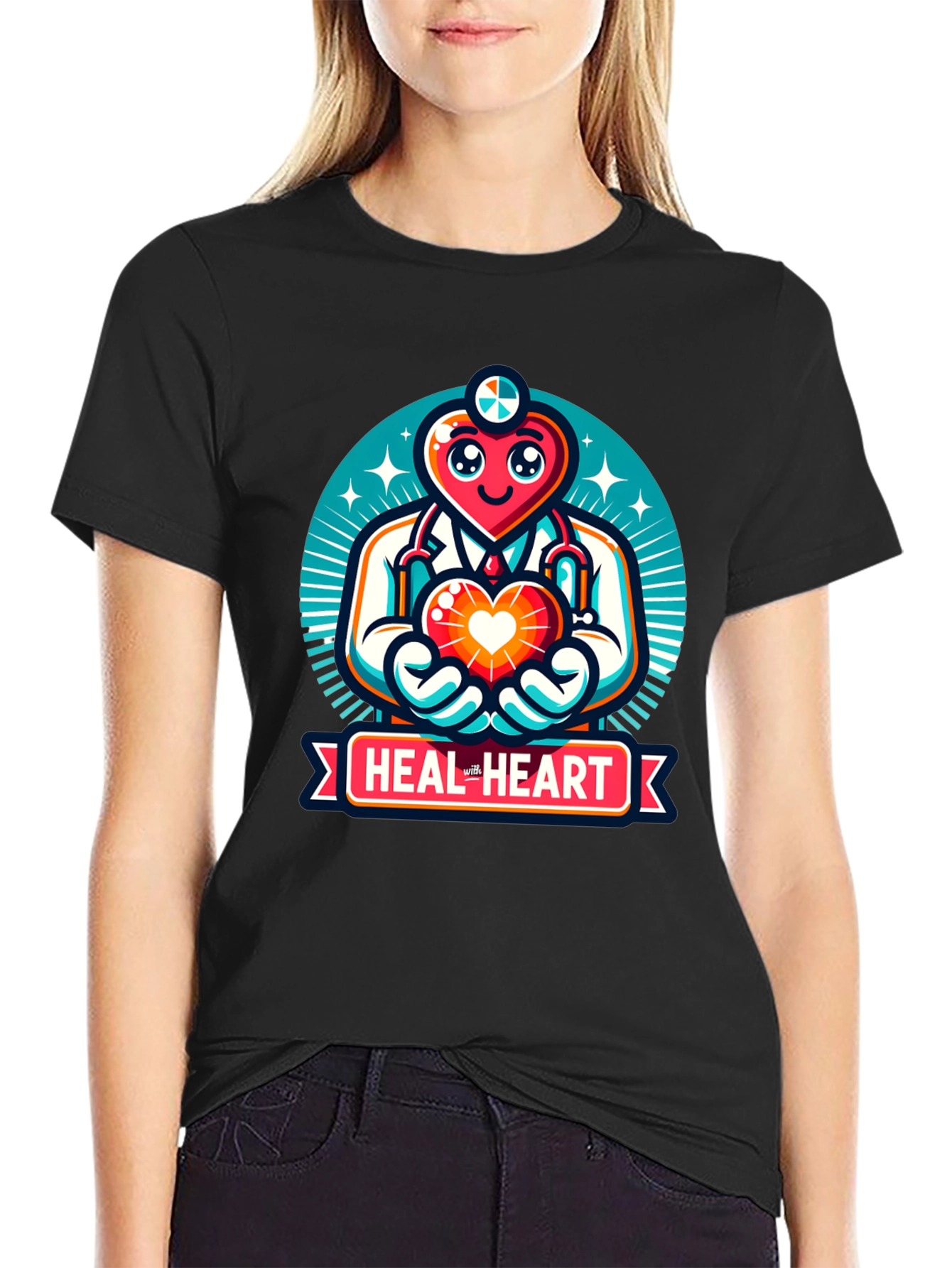 Heal the Heart Doctor Cartoon Graphic Tee