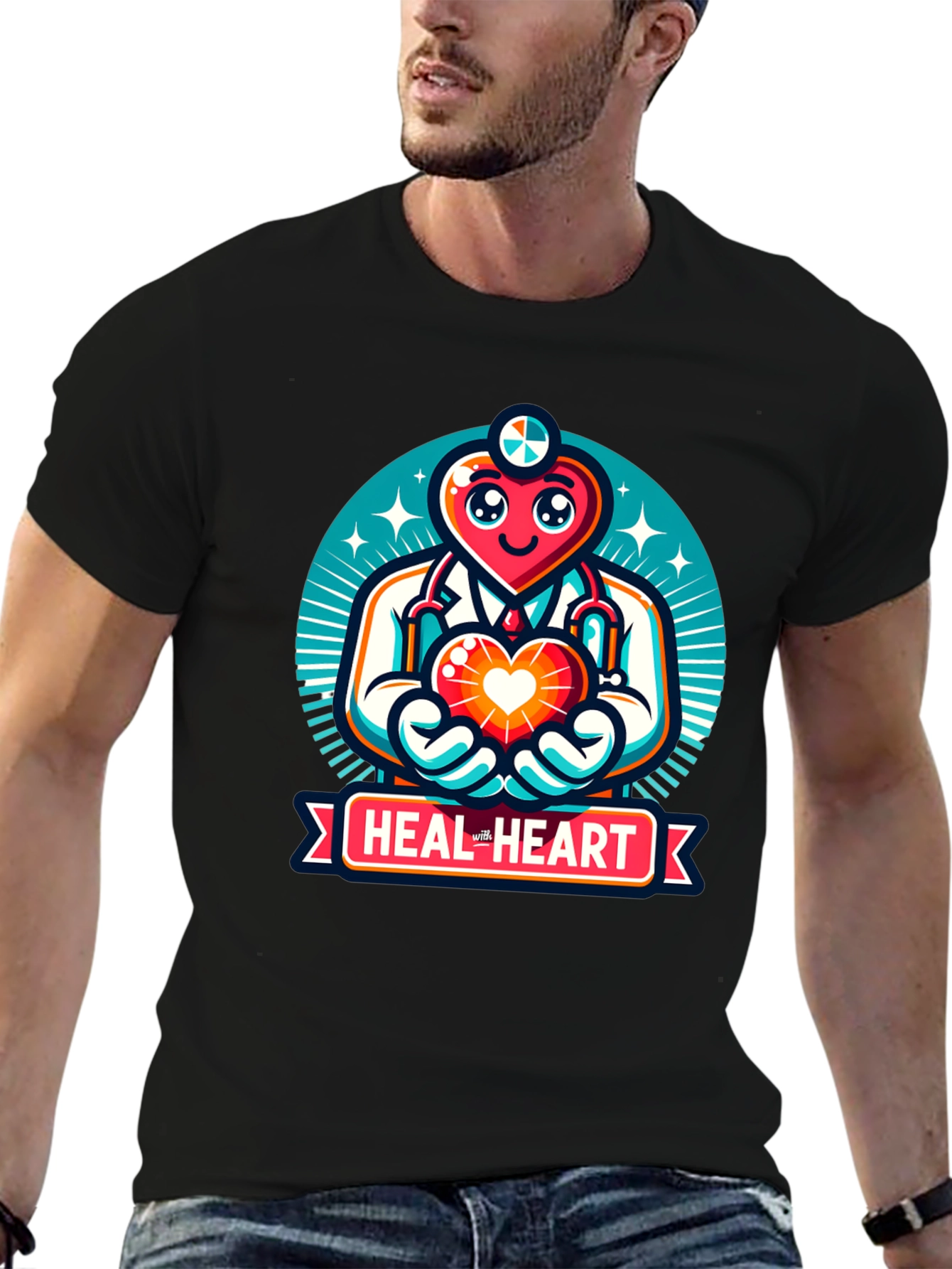 Heal the Heart Doctor Cartoon Graphic Tee