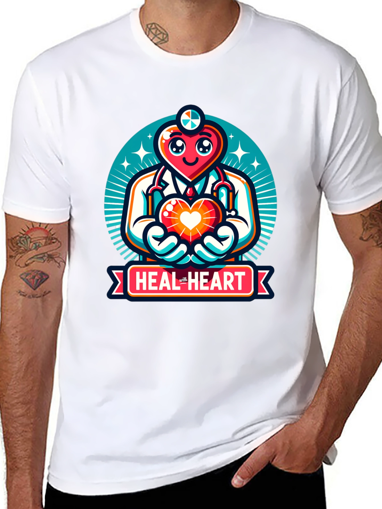 Heal the Heart Doctor Cartoon Graphic Tee