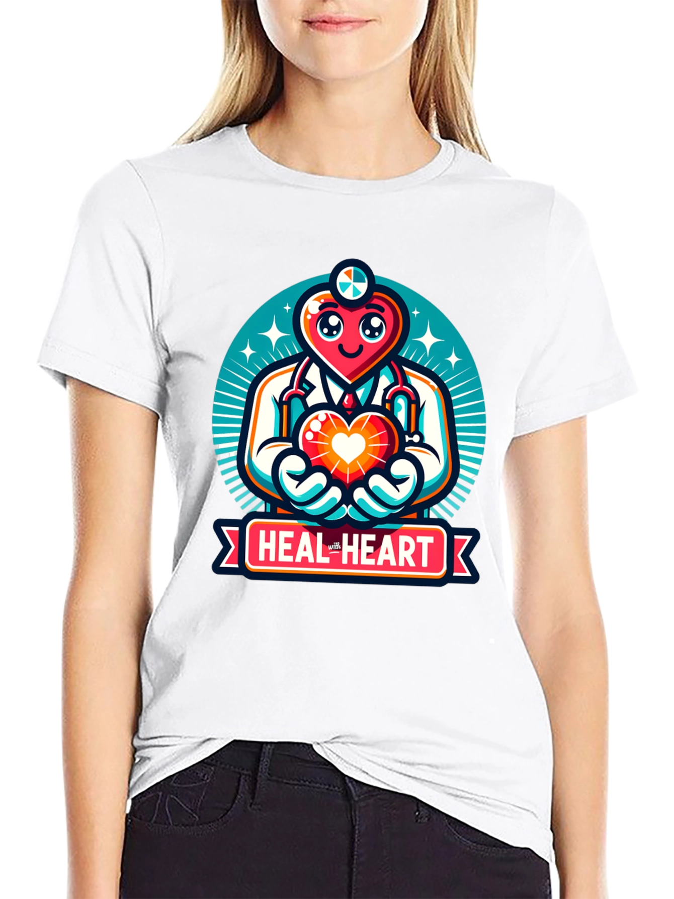 Heal the Heart Doctor Cartoon Graphic Tee