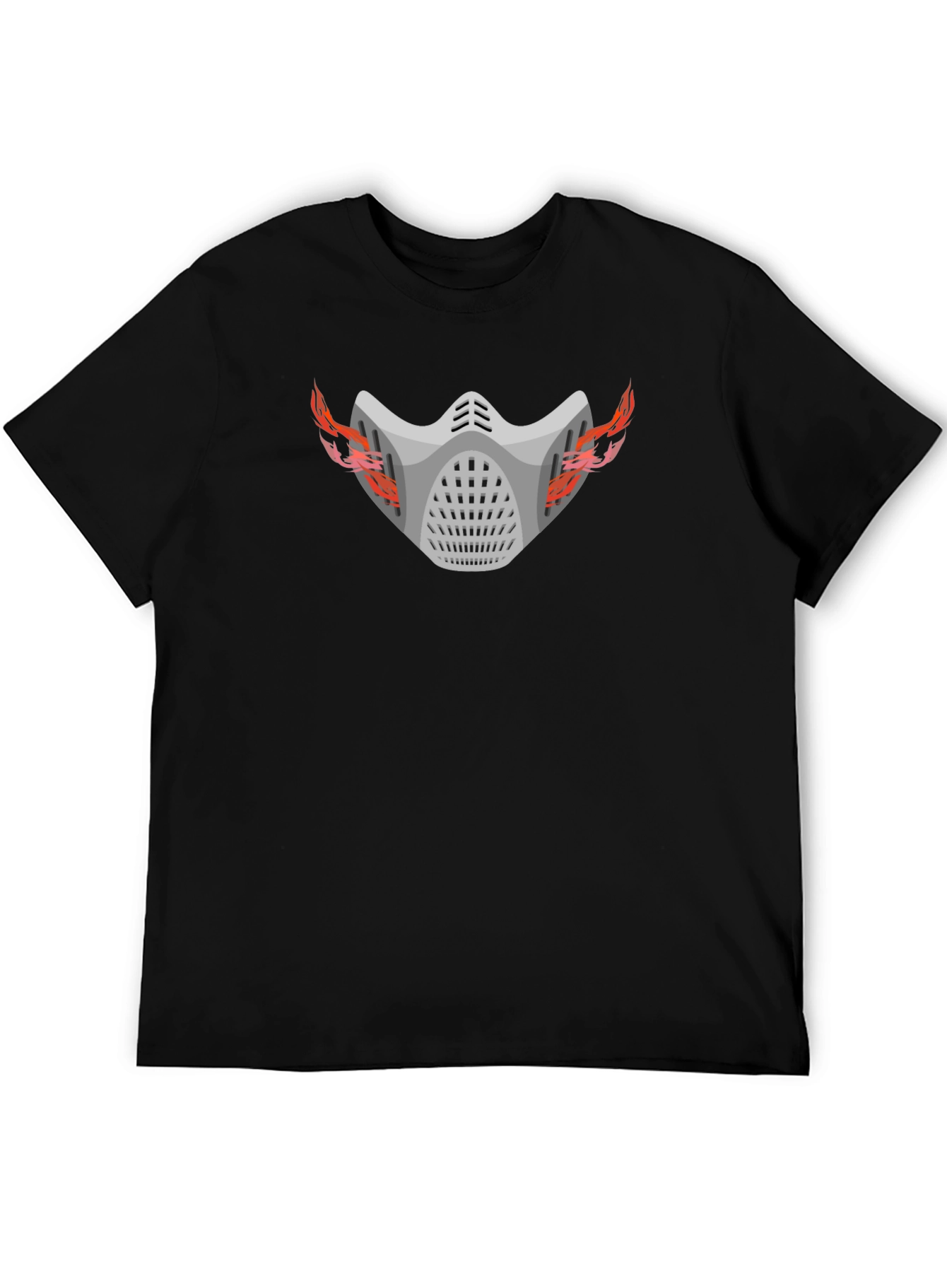 Masked Flames Graphic Black T-Shirt