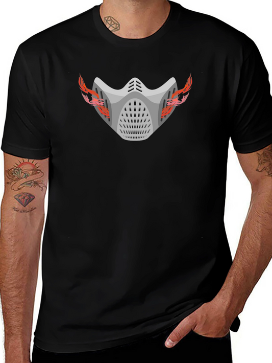 Masked Flames Graphic Black T-Shirt