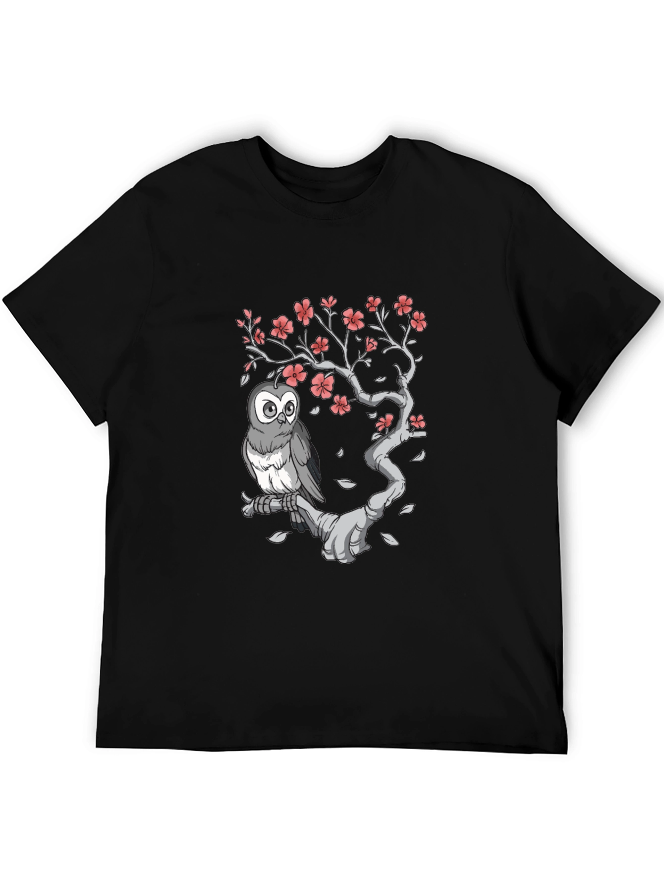 Owl on Branch Graphic Tee - Black
