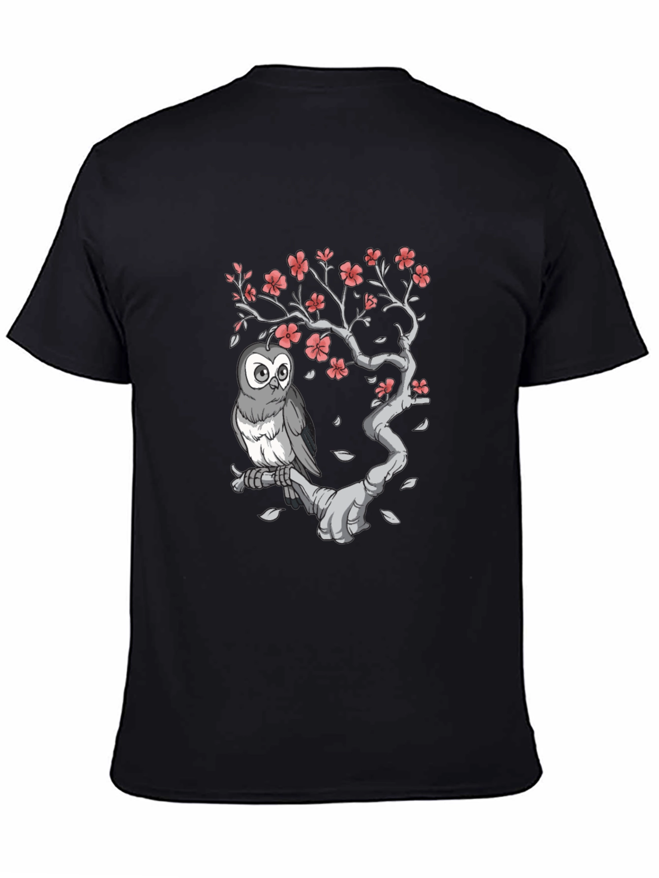 Owl on Branch Graphic Tee - Black