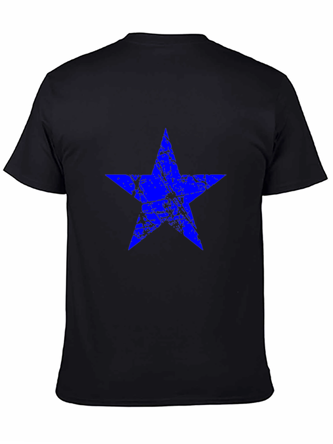 Blue Star Graphic Print Black T-Shirt
