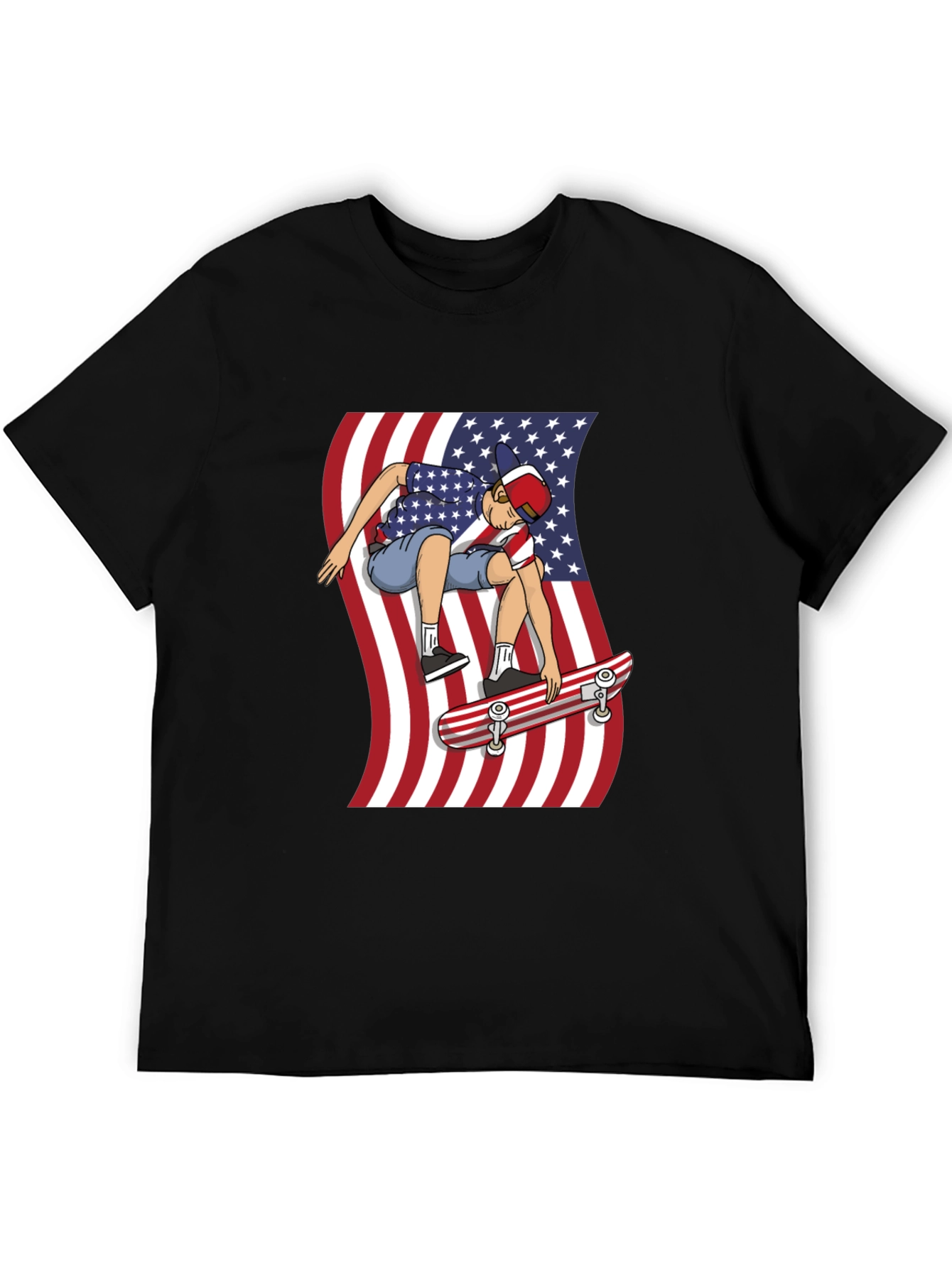 Skateboarding USA Flag T-Shirt