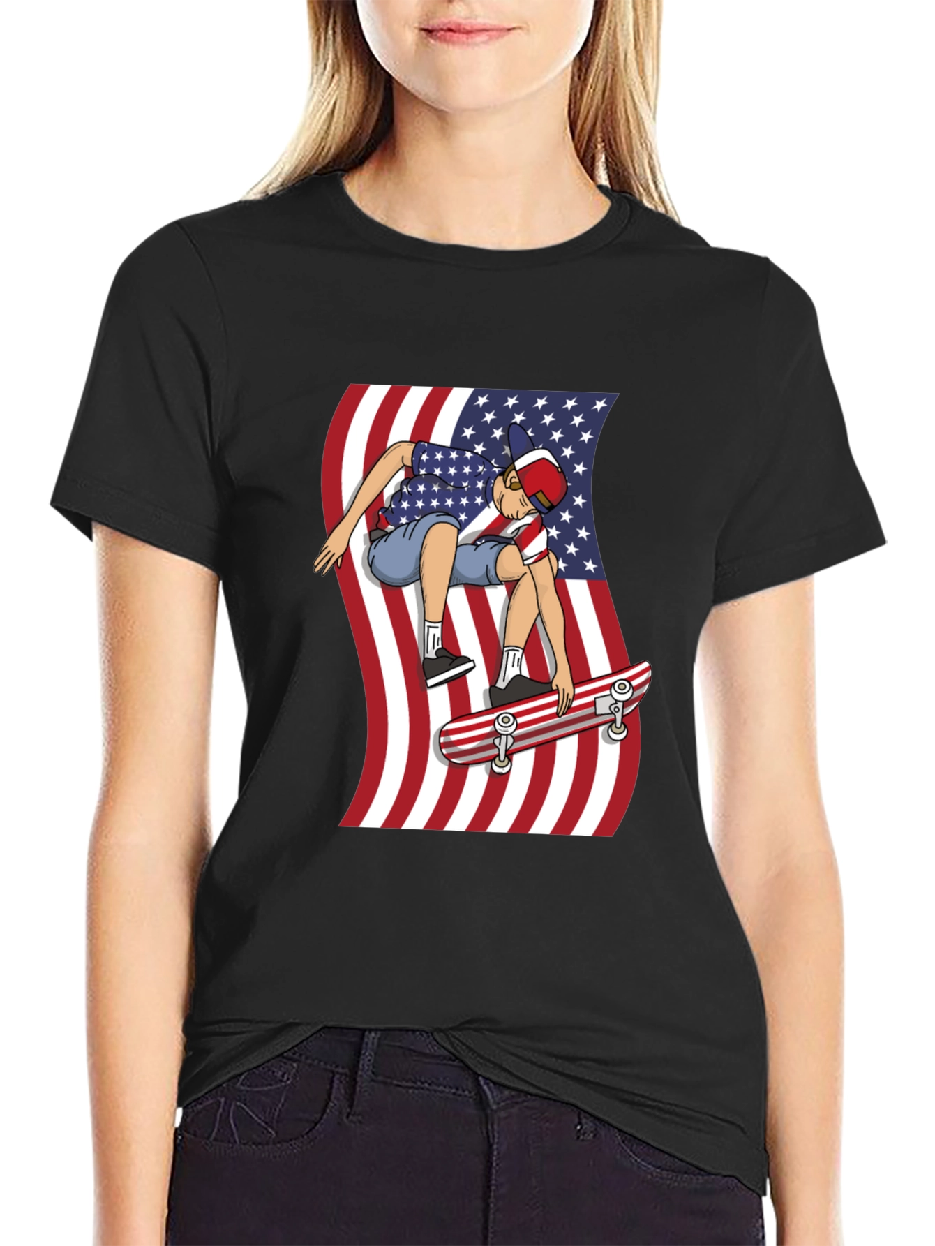 Skateboarding USA Flag T-Shirt