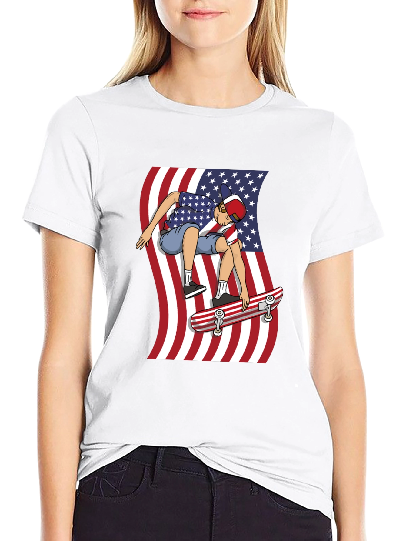 Skateboarding USA Flag T-Shirt