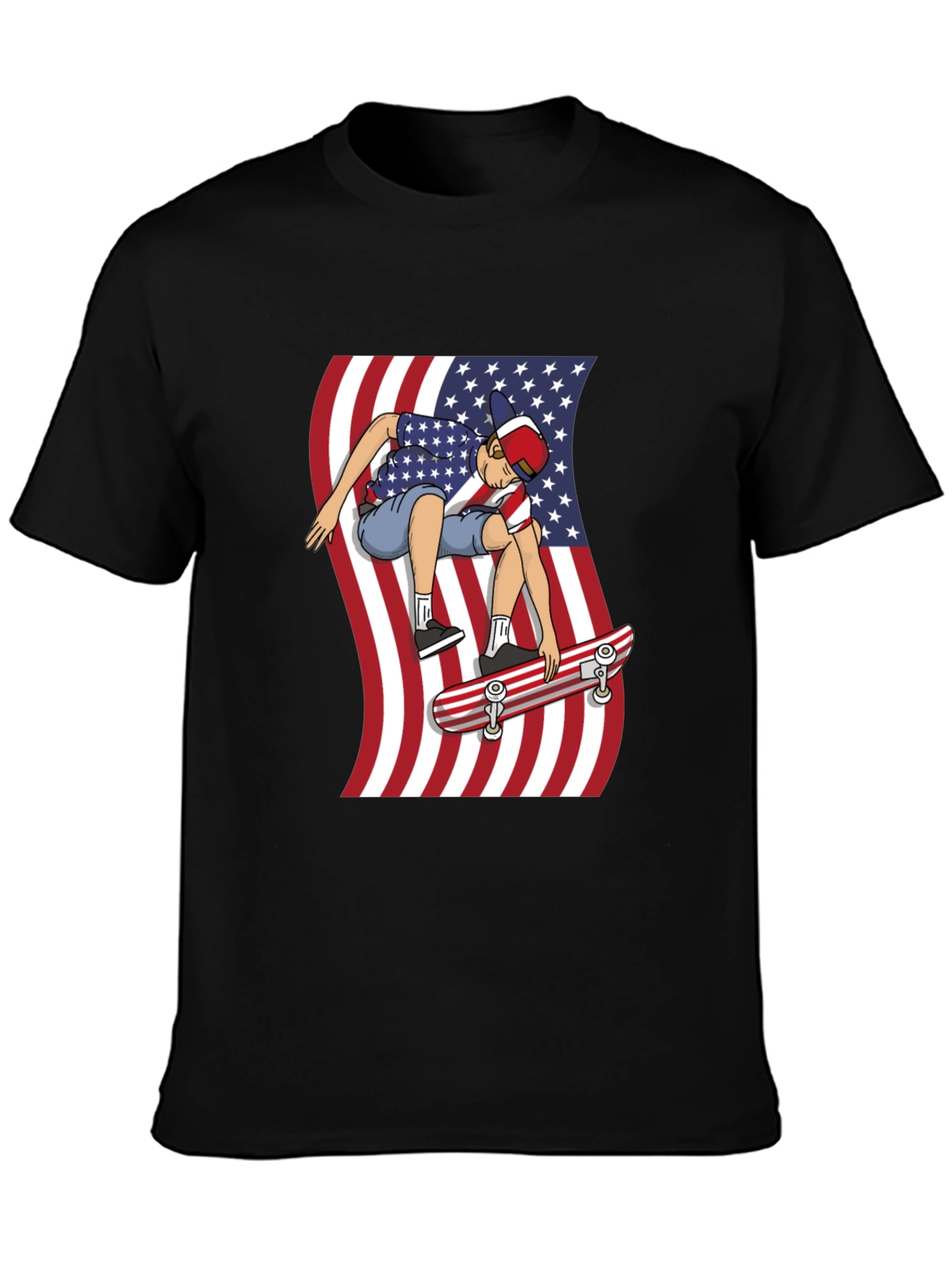 Skateboarding USA Flag T-Shirt