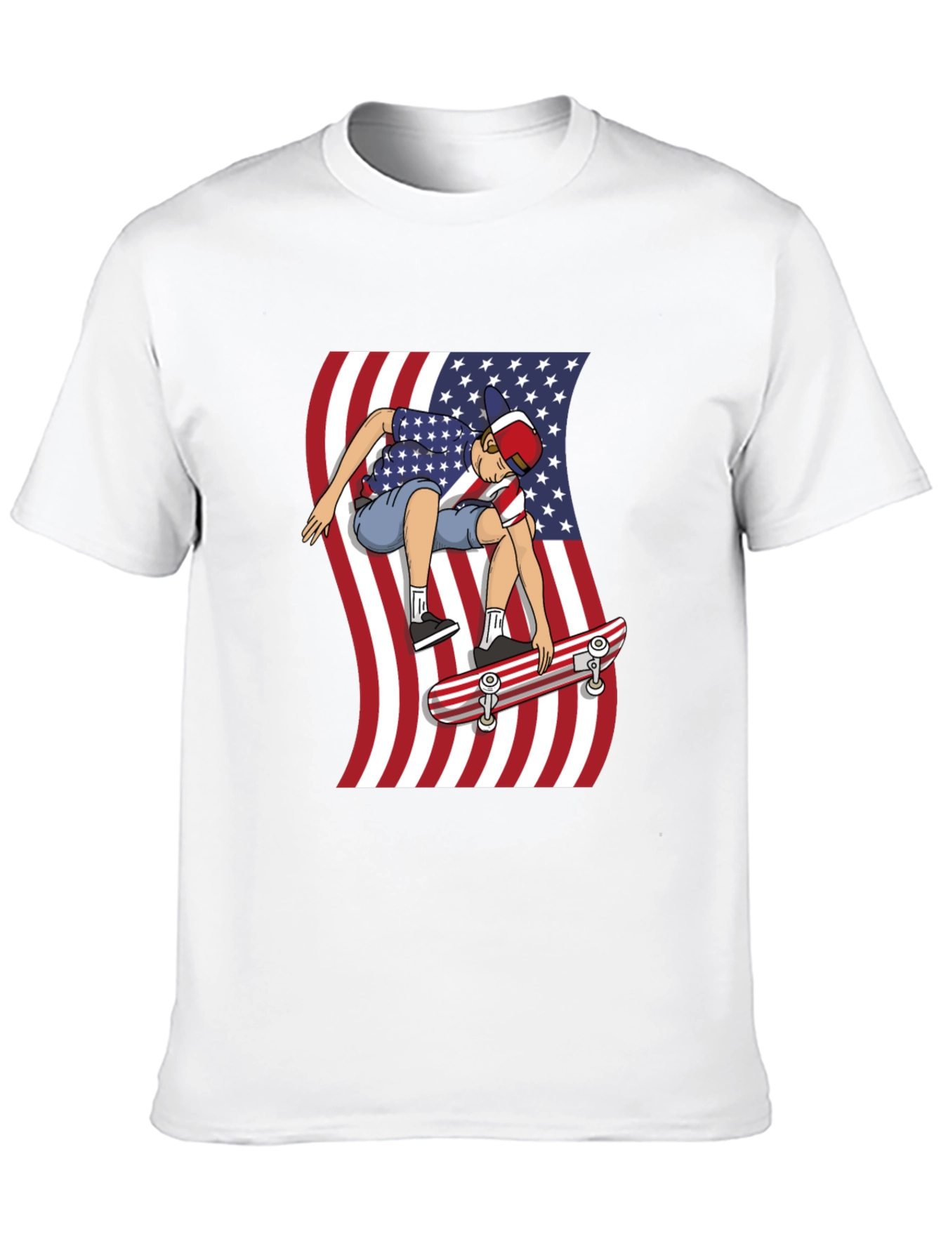 Skateboarding USA Flag T-Shirt