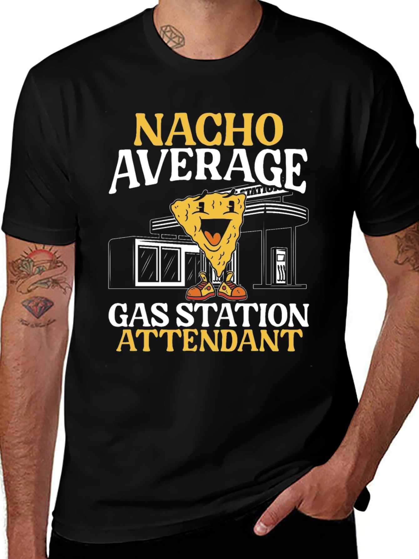 Nacho Average Gas Station Attendant Black T-Shirt