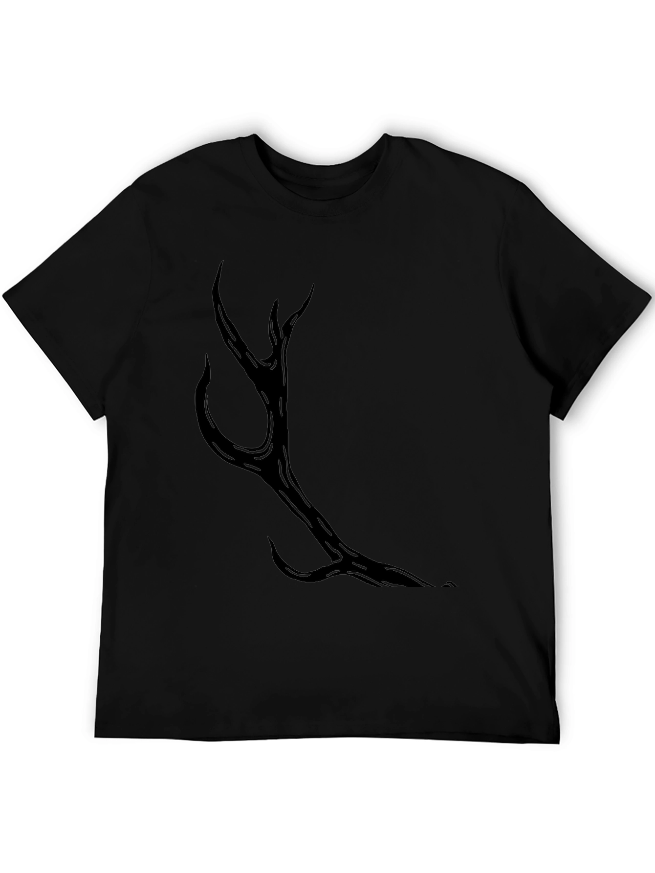 Mens Black Antler Graphic Tee - Casual Style