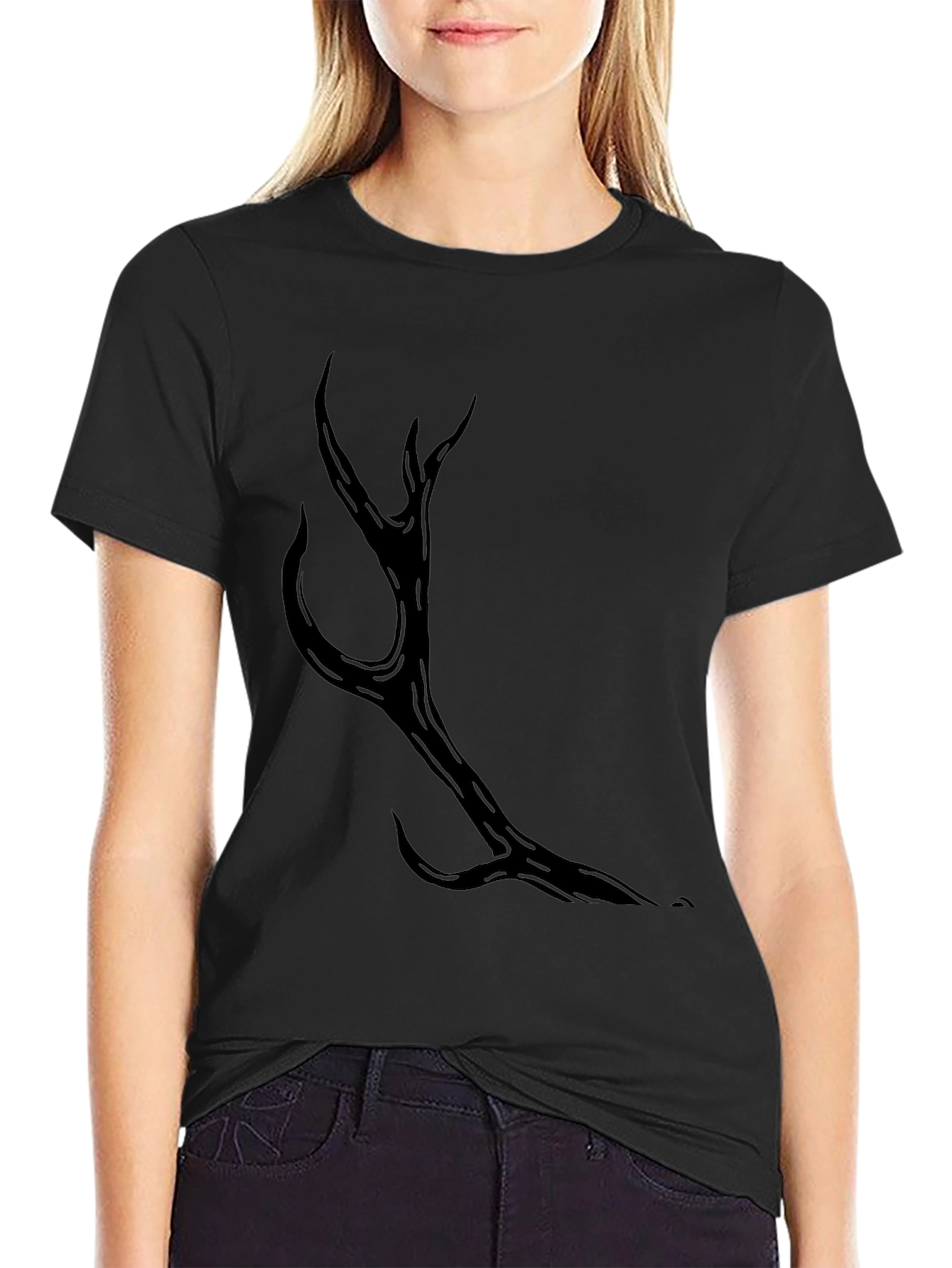 Mens Black Antler Graphic Tee - Casual Style