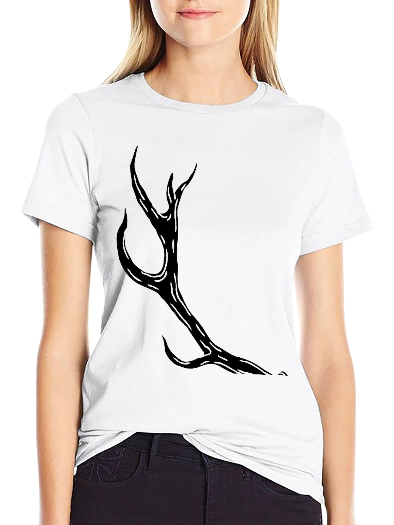 Mens Black Antler Graphic Tee - Casual Style