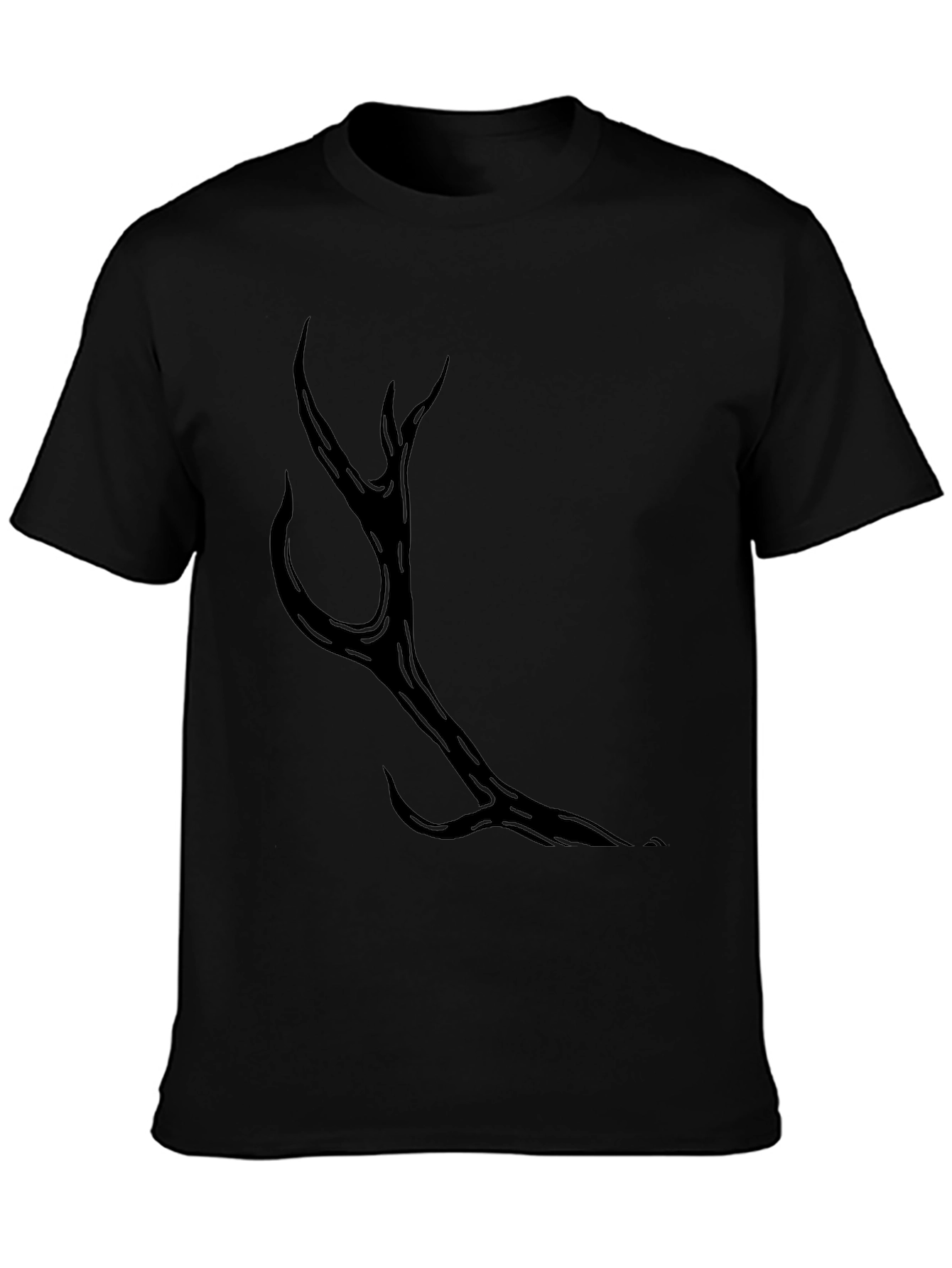 Mens Black Antler Graphic Tee - Casual Style