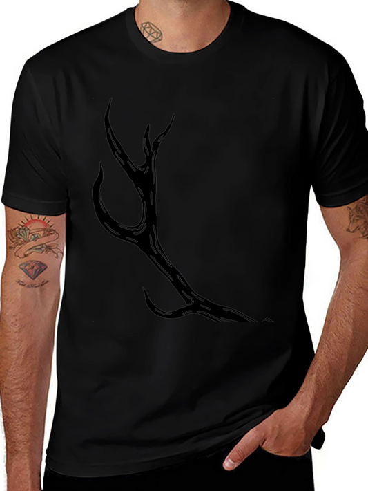 Mens Black Antler Graphic Tee - Casual Style