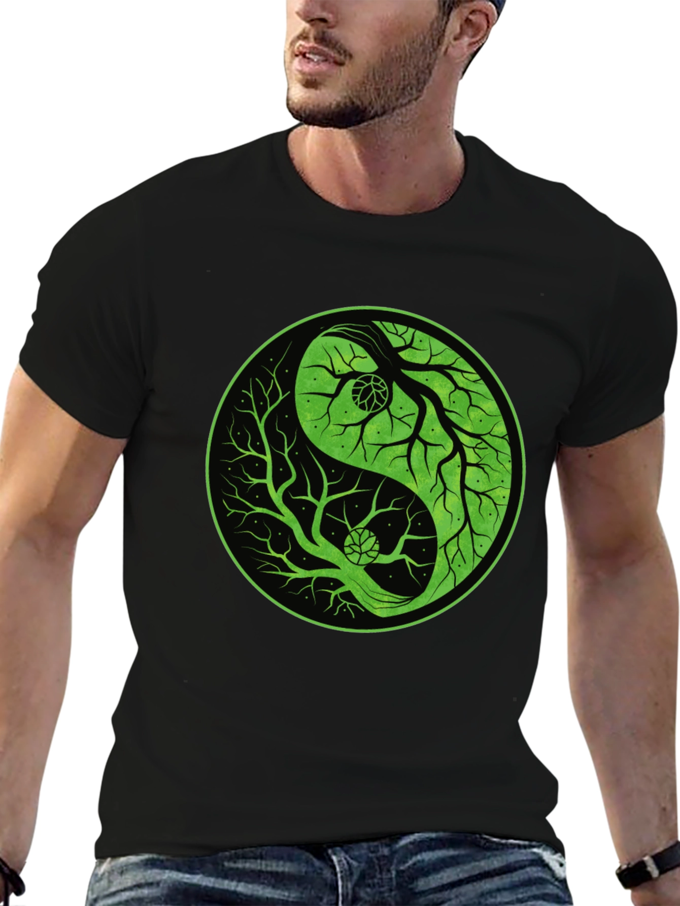 Yin Yang Tree Graphic Tee - Black