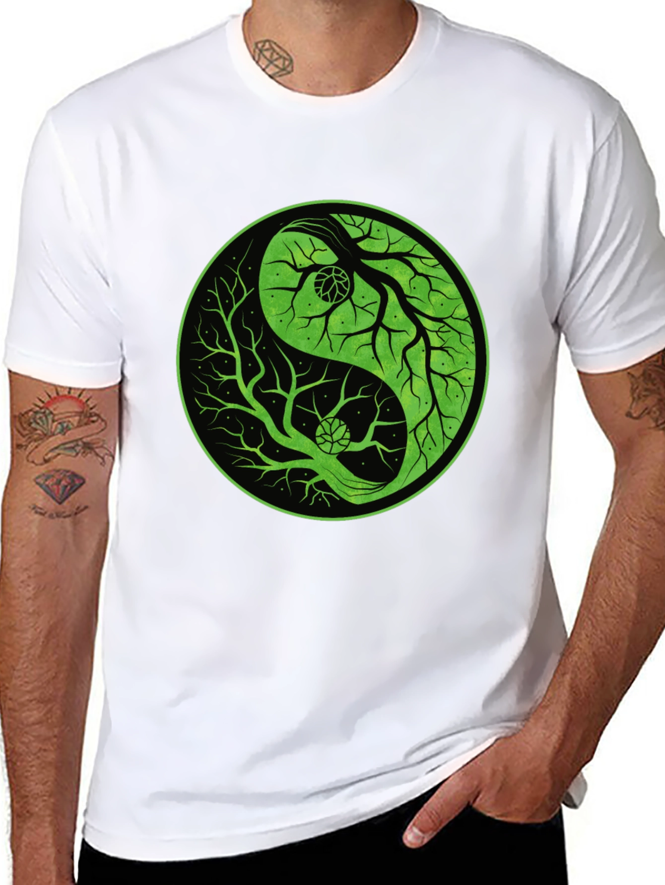 Yin Yang Tree Graphic Tee - Black