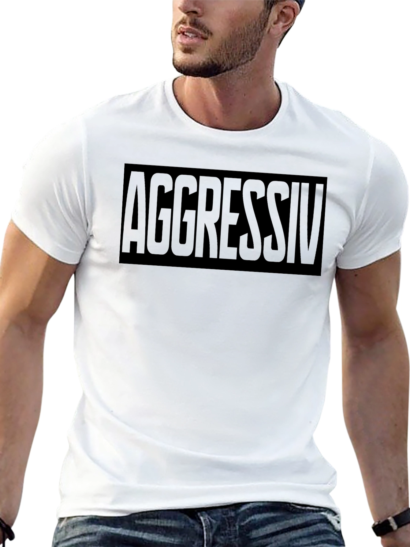 Aggressive Black Graphic Tee - Bold Statement T-Shirt