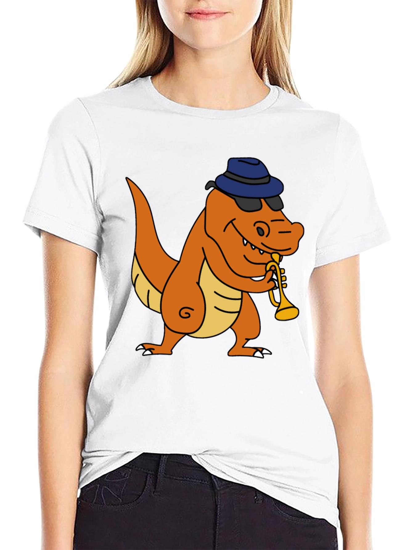 Dino Trumpet Player Graphic T-Shirt