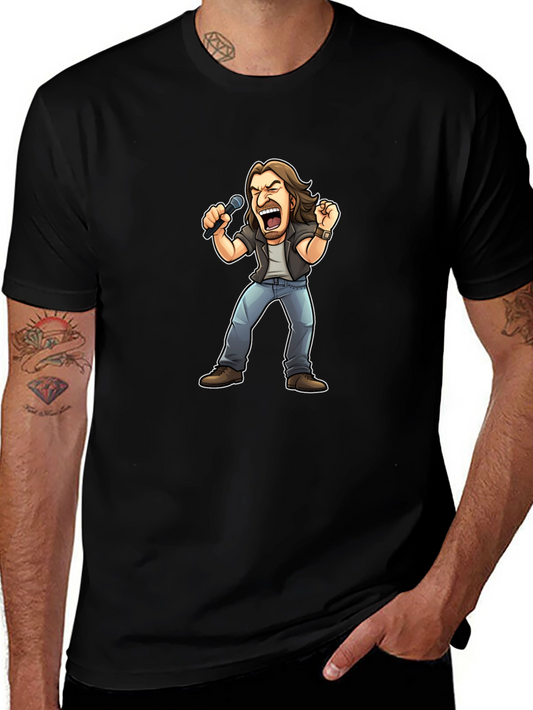 Rockstar Cartoon Graphic Tee - Black Cotton T-Shirt