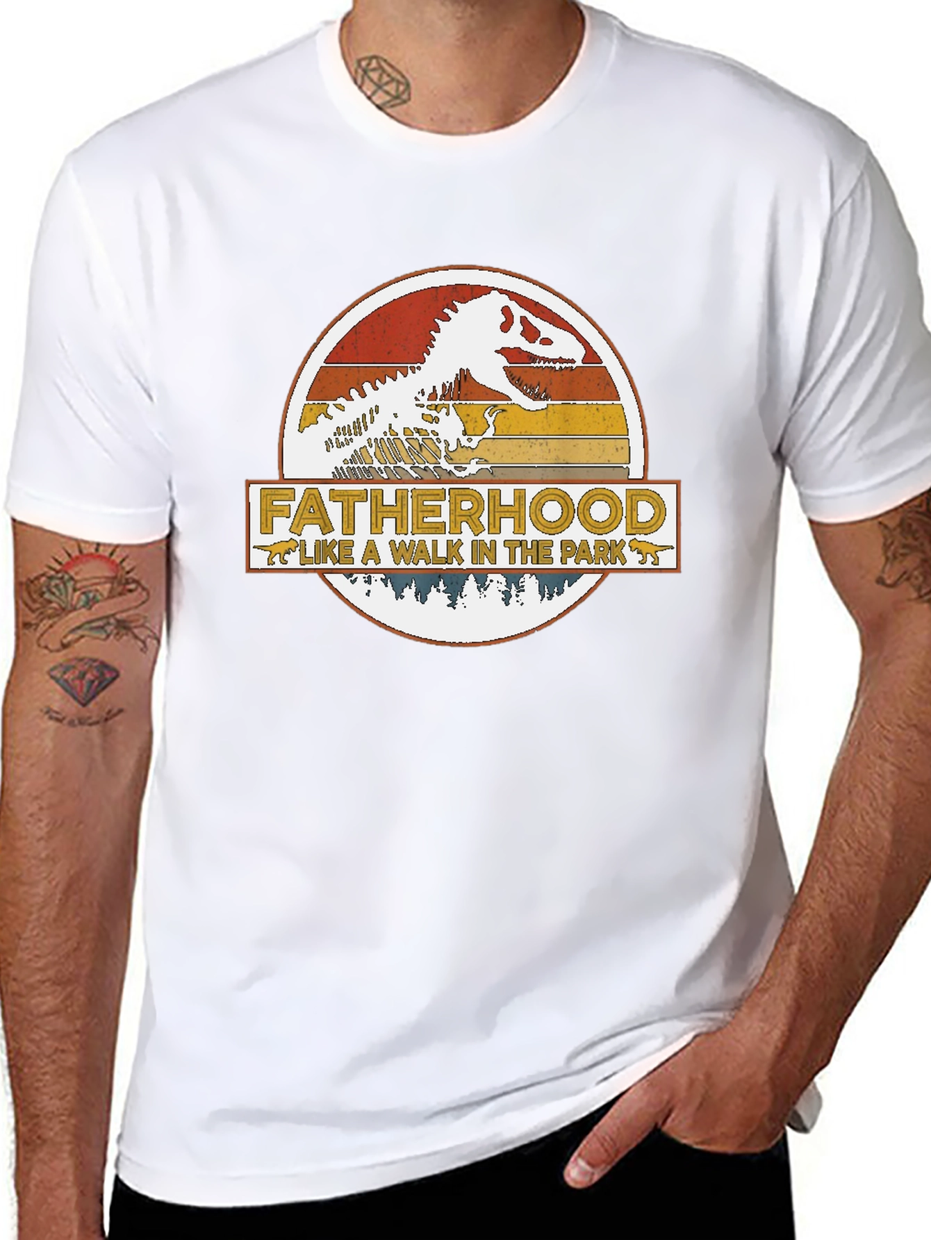 Fatherhood Dinosaur T-Shirt - Walk in the Park