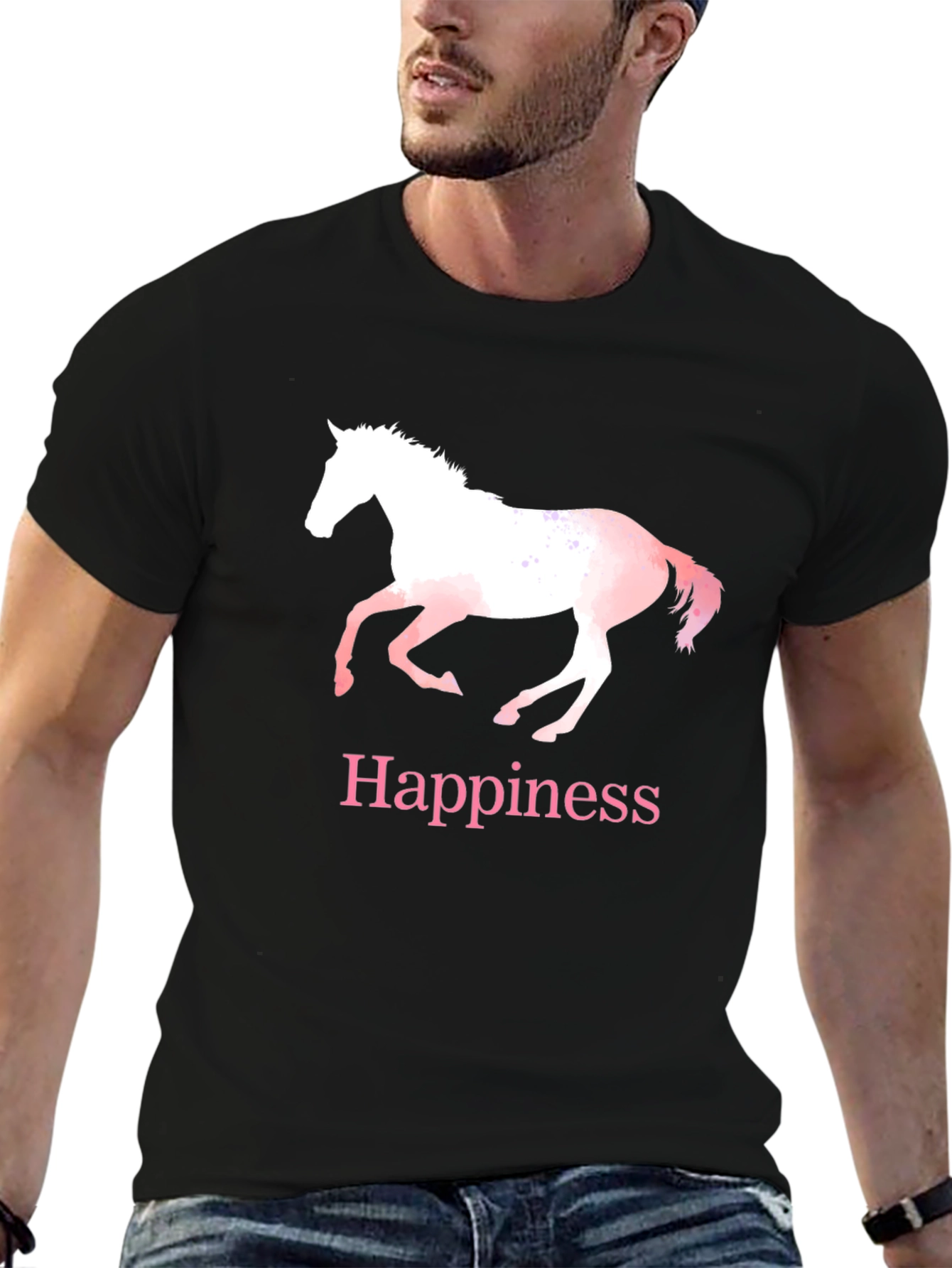 Happiness Horse T-Shirt - Black Cotton Tee