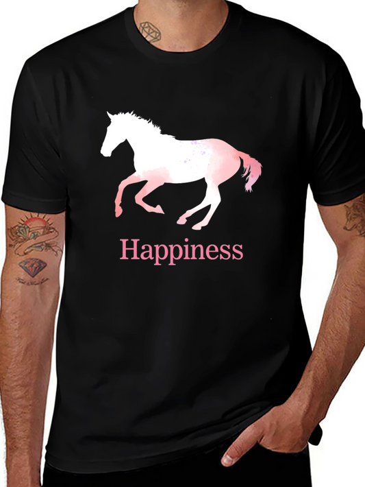 Happiness Horse T-Shirt - Black Cotton Tee