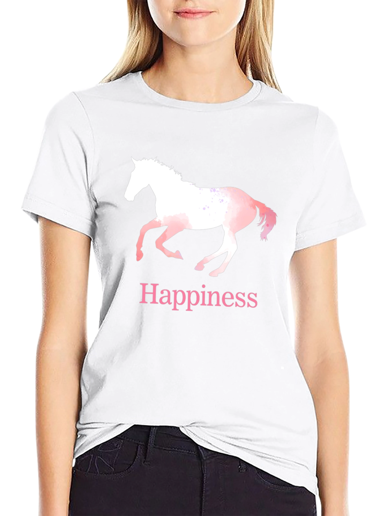 Happiness Horse T-Shirt - Black Cotton Tee
