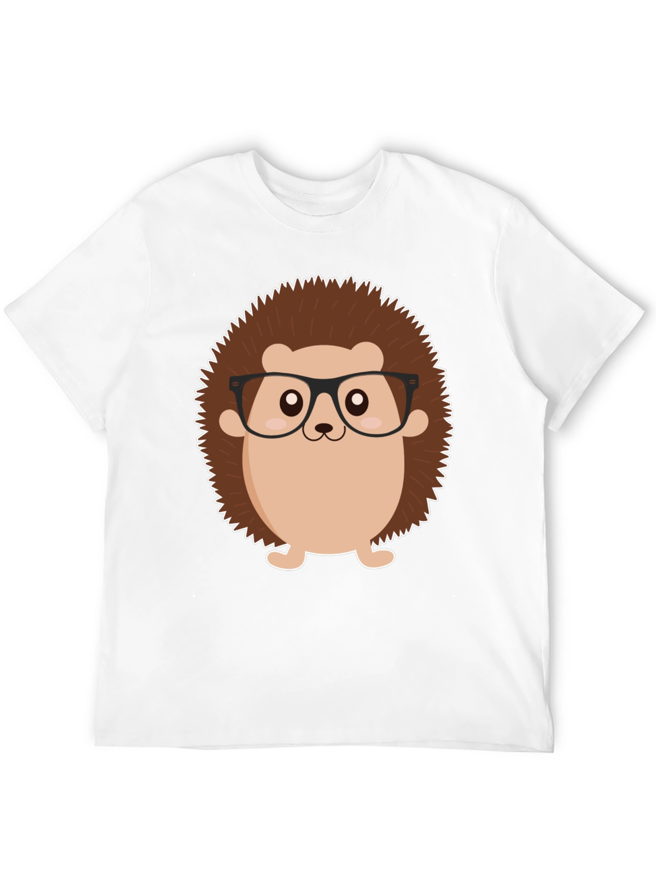 Black T-Shirt with Cartoon Hedgehog Graphic