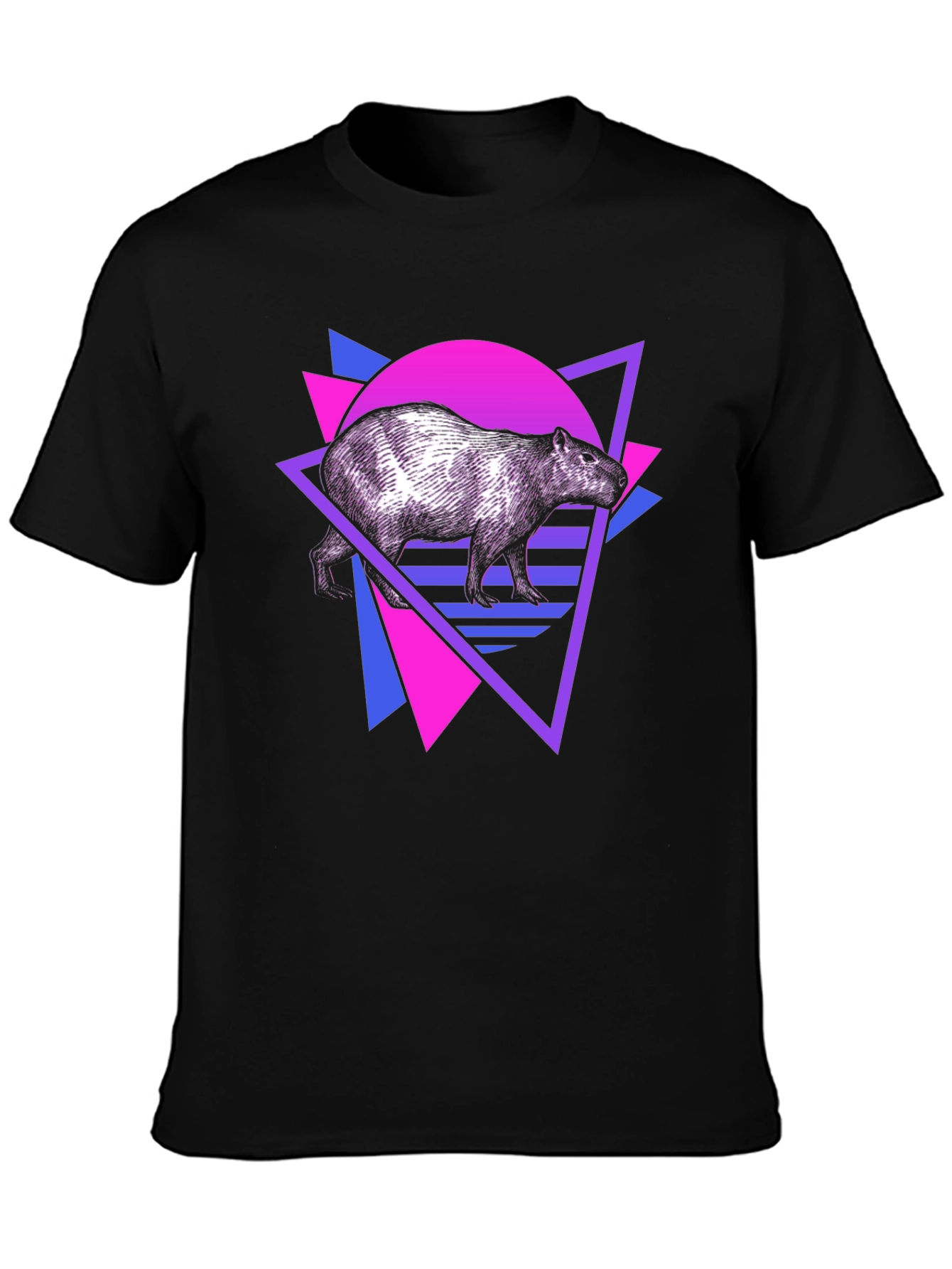 Retro Capybara T-Shirt - Vaporwave Design