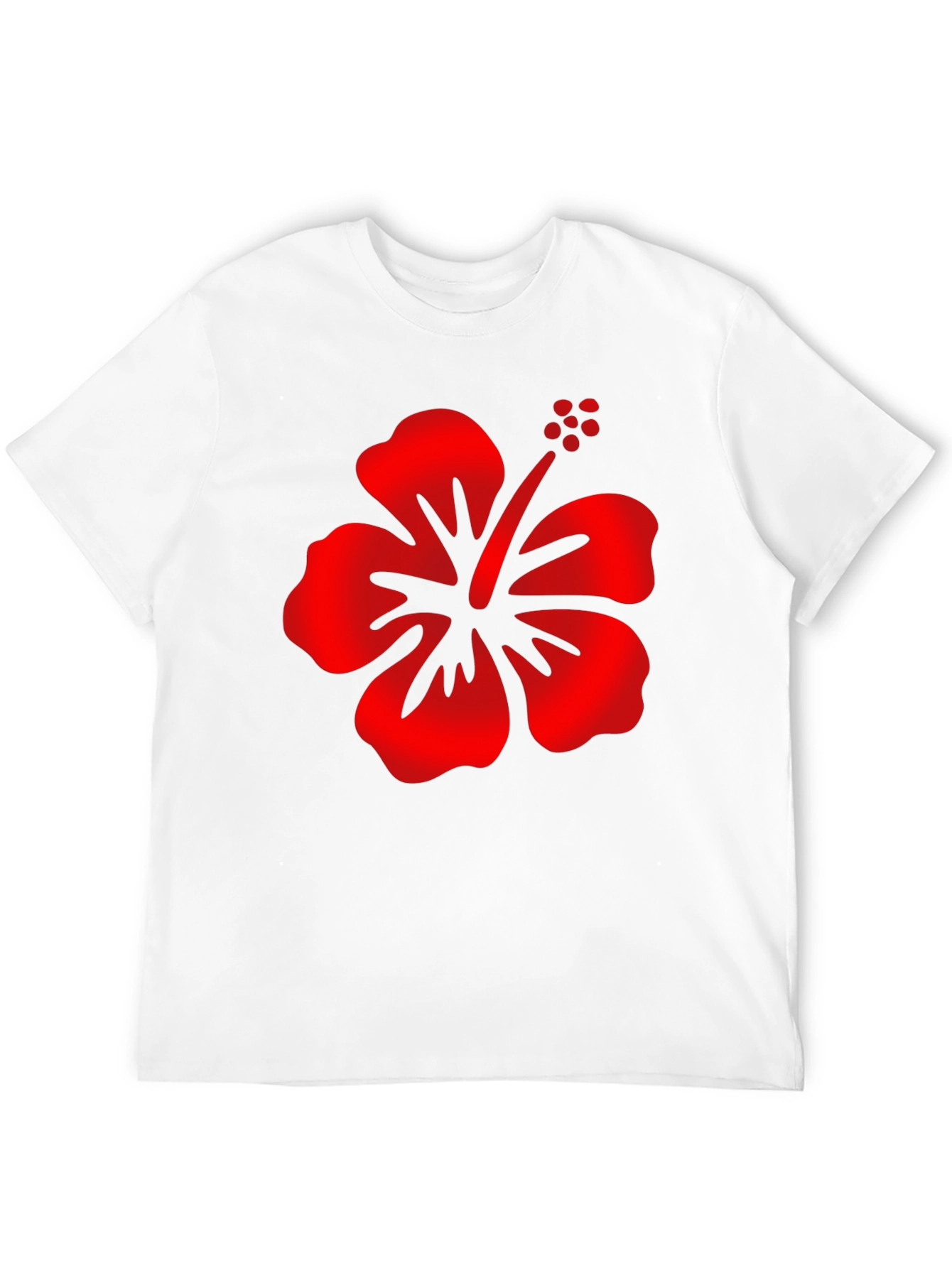Mens Black T-Shirt with Red Hibiscus Flower