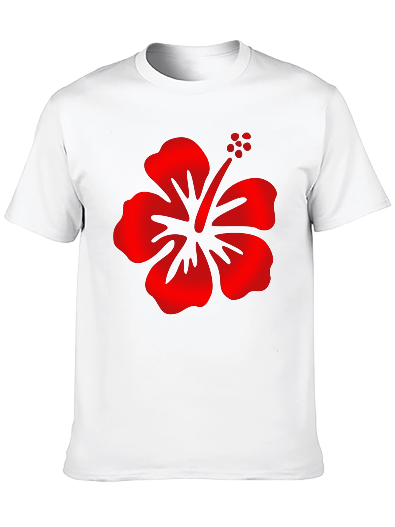 Mens Black T-Shirt with Red Hibiscus Flower