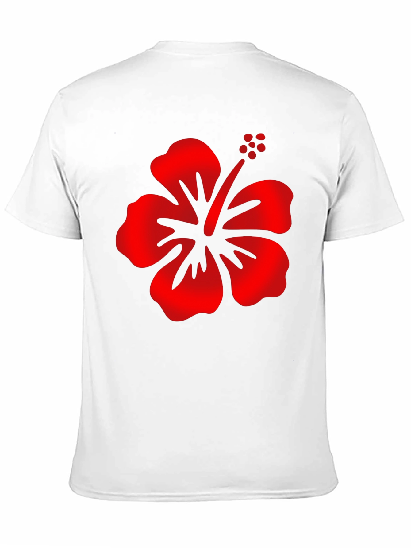 Mens Black T-Shirt with Red Hibiscus Flower