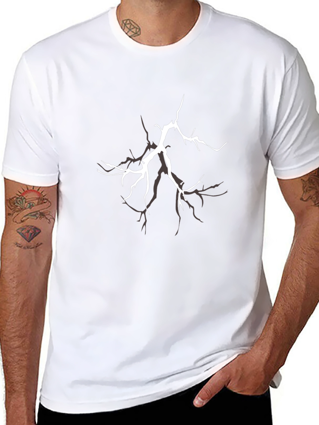 Cracked Design Black T-Shirt