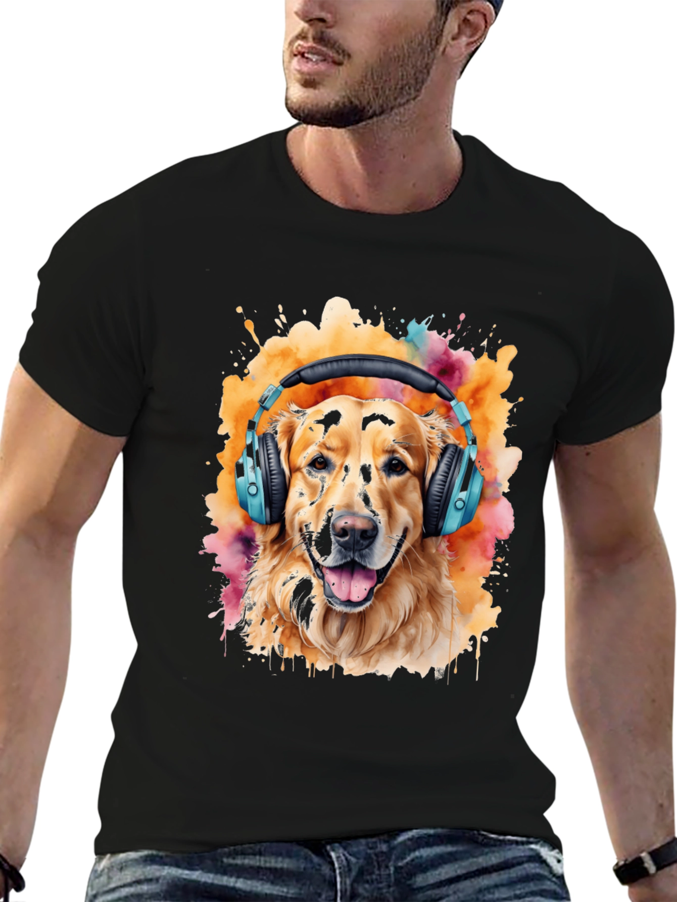 Cool Dog Headphones Graphic Tee